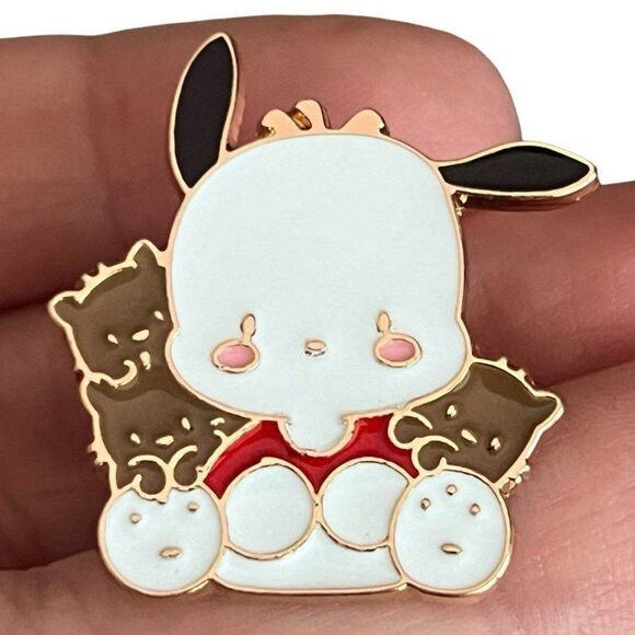 Kawaii Pooch and Chibi Bears Enamel Pin - Picture 1 of 10